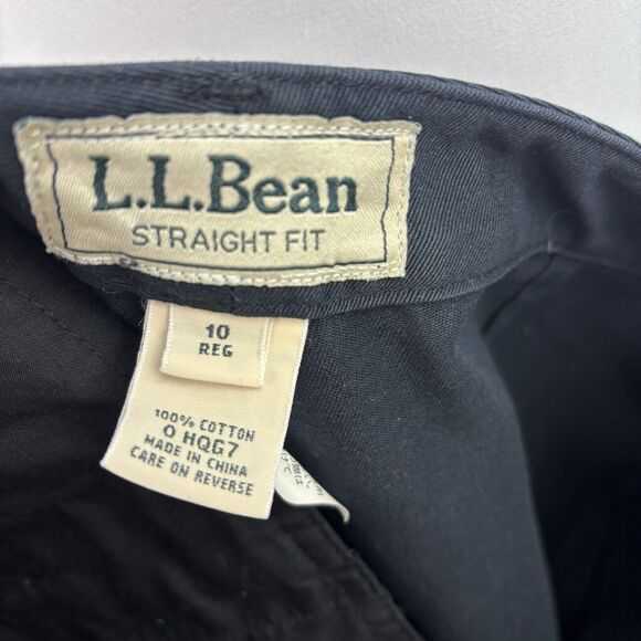 L.L. Bean Pants Women 10 Medium Navy Blue Classic Fit Straight Khaki Ladies HQG7 - Picture 10 of 12